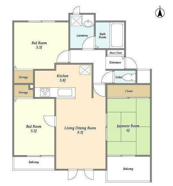 ハイランドグリーン池尻A棟の物件間取画像