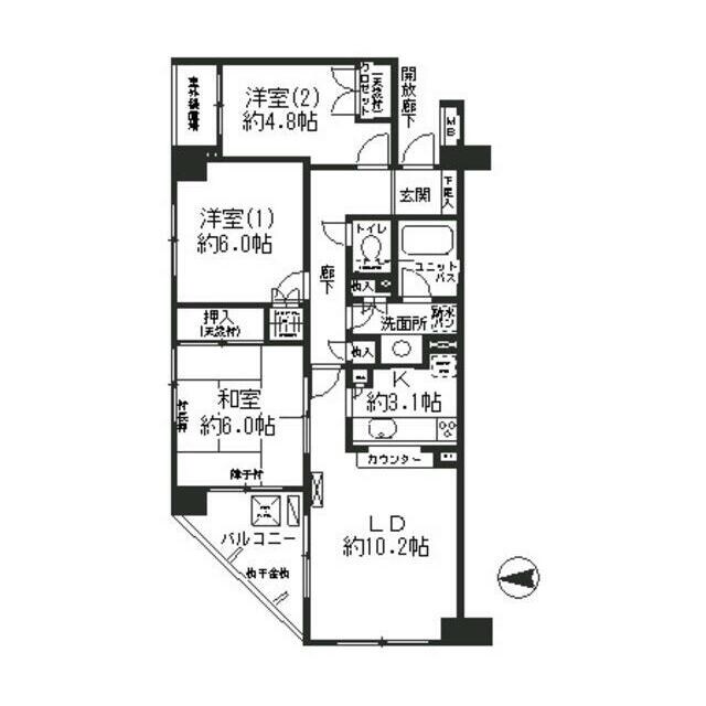港北ニュータウンセンター南パーク・ホームズの物件間取画像