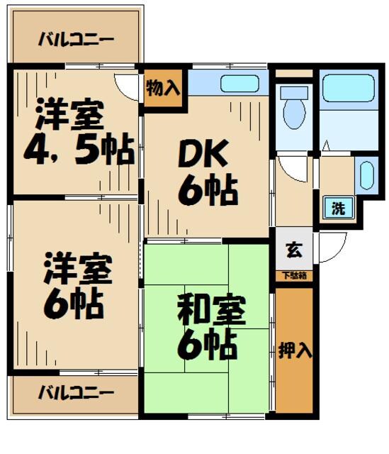 ハイムサエグサ Dの物件間取画像