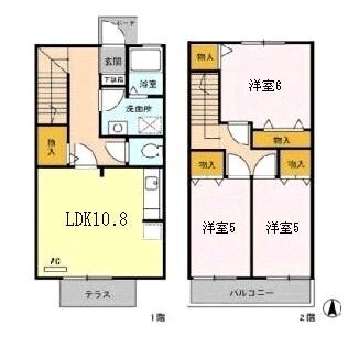 グレイス・パル国立の物件間取画像