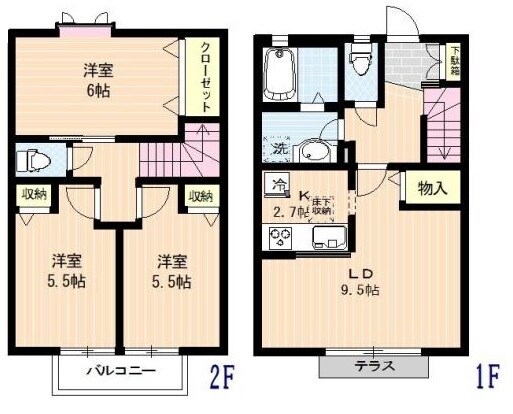 シャトレー武蔵野弐番舘の物件間取画像