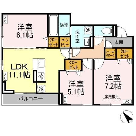 D-ROOM都賀2丁目II-A棟の物件間取画像