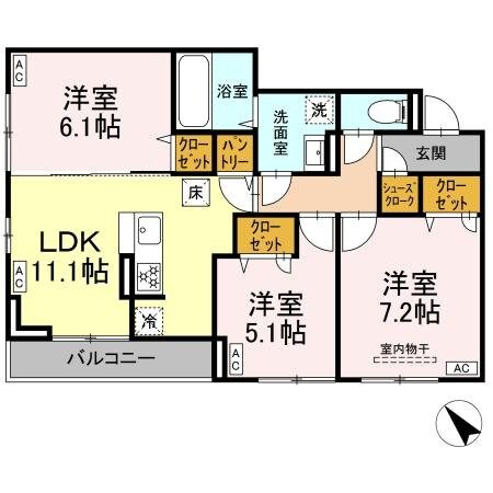 D-ROOM都賀2丁目II-A棟の物件間取画像