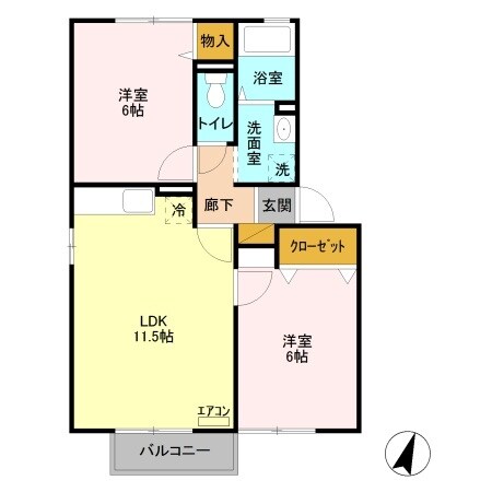 プリムヴェール弐番館の物件間取画像