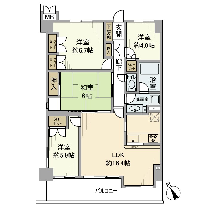 モアクレスト千葉A棟の物件間取画像