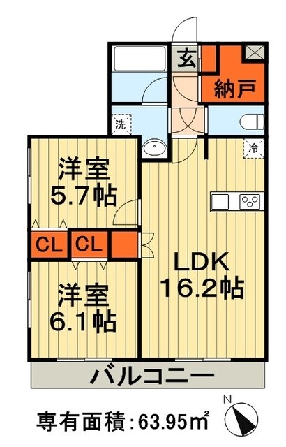 ヴァンヴェール葛城の物件間取画像