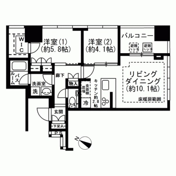 プレミストタワー白金高輪の物件間取画像