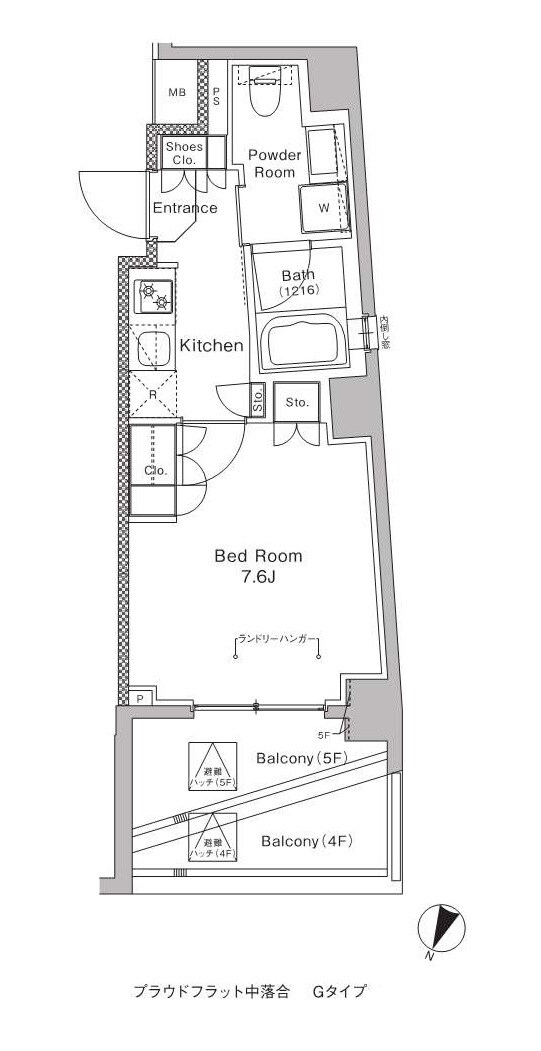 プラウドフラット中落合の物件間取画像