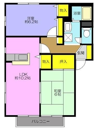 ピュアフィールド B棟の物件間取画像