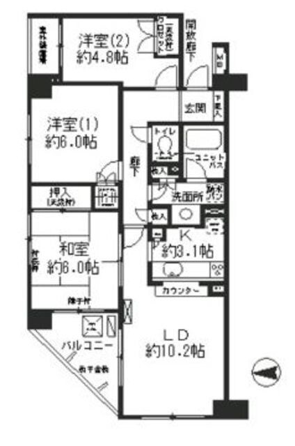 港北ニュータウンセンター南パーク・ホームズの物件間取画像