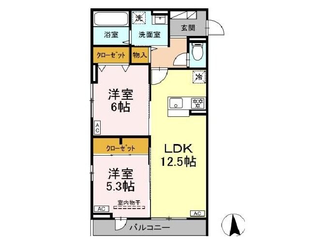 D-ROOM小田原2丁目Aの物件間取画像