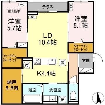 CLASSEUM仙台小田原 B棟の物件間取画像