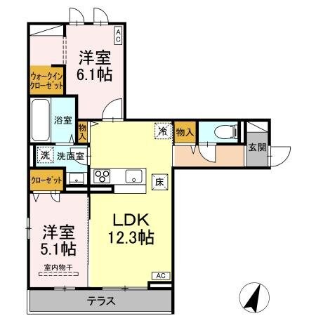 セレスティア大和町の物件間取画像
