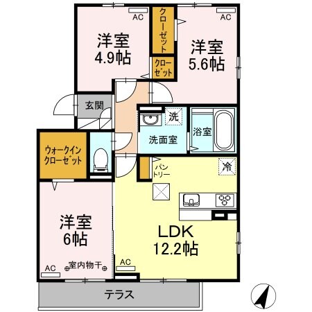 フルール・デ・シャン Fの物件間取画像