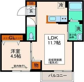 パセオプラシード泉中央の物件間取画像