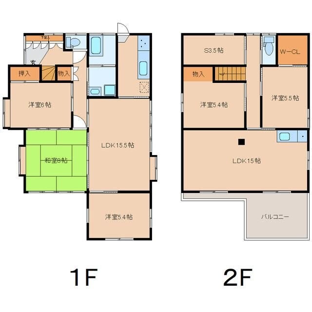 沖野今野貸家の物件間取画像