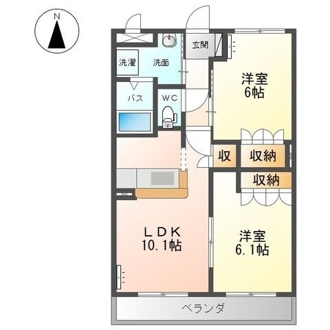 ヒーリングカーサBの物件間取画像