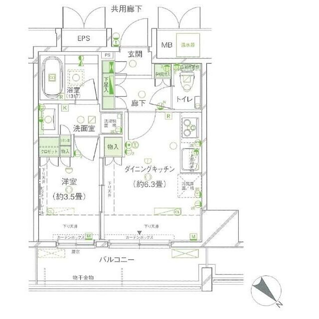 レフィール築地レジデンスの物件間取画像