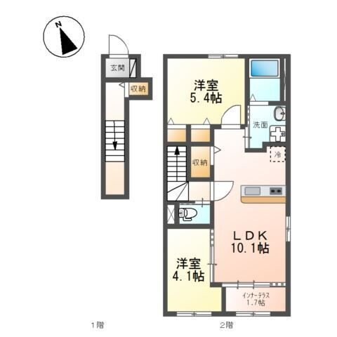 (仮称)茨木市宇野辺アパート新築工事の物件間取画像