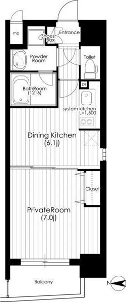 南森町プライマリーワンの物件間取画像