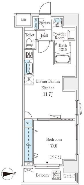 フトューロ東神田の物件間取画像