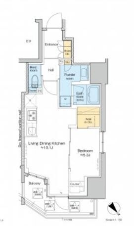 プラウドフラット文京千駄木の物件間取画像
