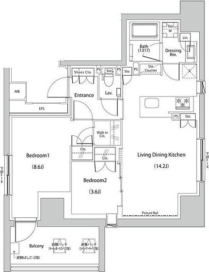ザ・パークハビオ人形町レジデンスの物件間取画像