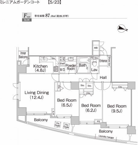ミレニアムガーデンコートの物件間取画像