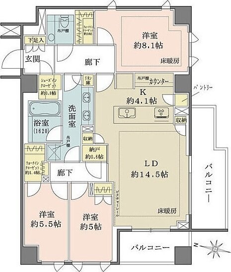 ザ・パークハウス千代田六番町の物件間取画像