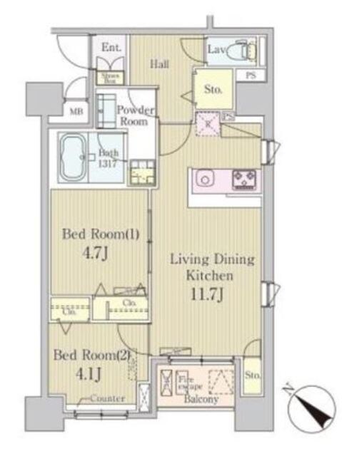 クレール日本橋の物件間取画像
