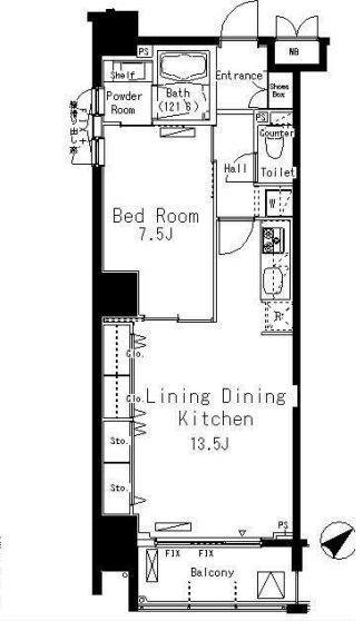 パークアクシス八丁堀の物件間取画像