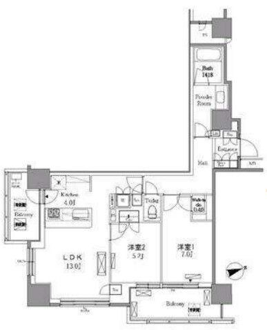 レジディアタワー目黒不動前の物件間取画像