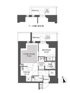 ベルビュー千代田飯田橋(Belle Vue 千代田飯田橋)の物件間取画像