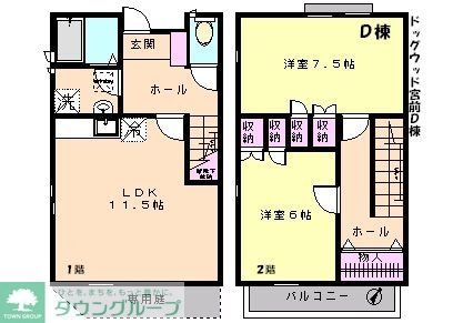 ドッグウッド宮前D棟の物件間取画像