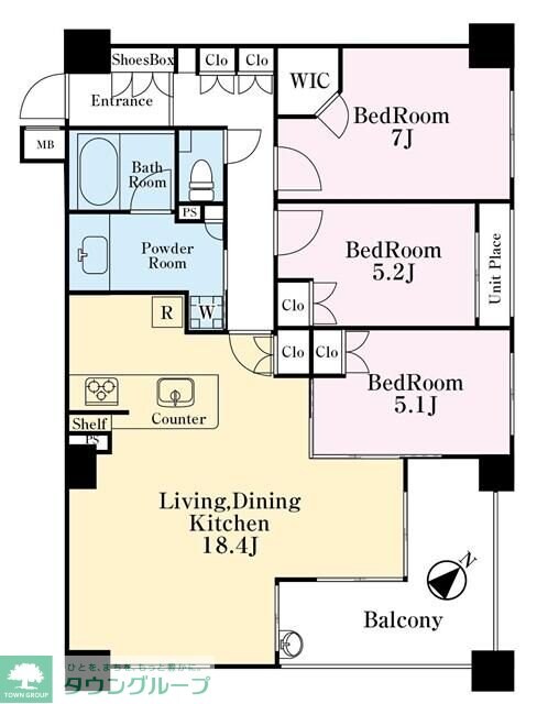 グランアジール都筑ふれあいの丘の物件間取画像