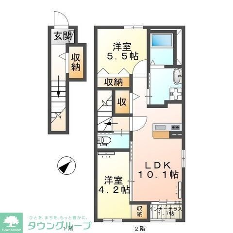 厚木市下川入新築アパートの物件間取画像