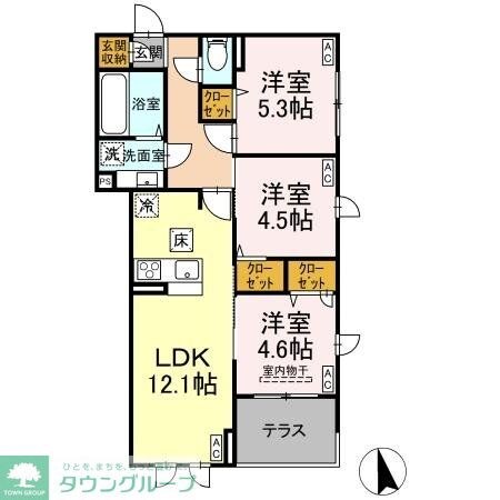 D-ROOM田町Bの物件間取画像