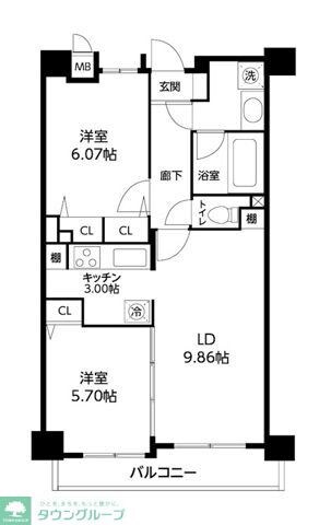 レジディア三軒茶屋IIの物件間取画像