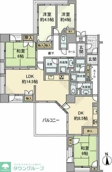 ビュータワーズ向陽台3号棟の物件間取画像