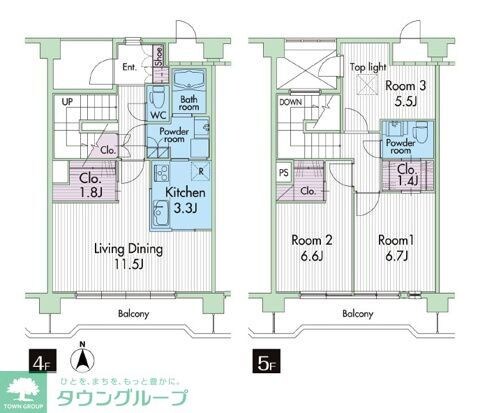 プライムアーバン武蔵野ヒルズA棟の物件間取画像
