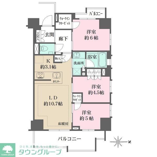 ザ・パークハウス国分寺プレイスの物件間取画像
