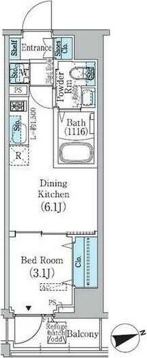 プライムブリス東中野駅前の物件間取画像