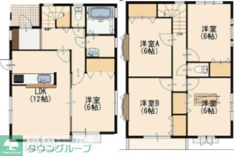 国立市谷保貸家の物件間取画像