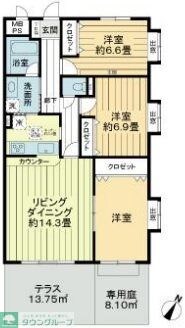 ライオンズマンション船橋飯山満台二番館の物件間取画像