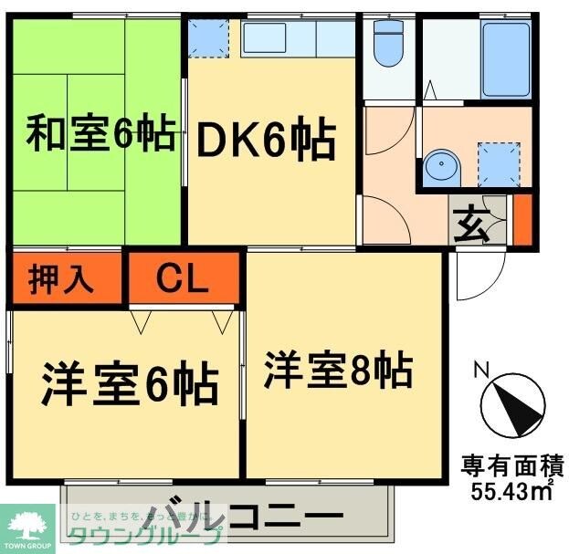 ハイカムール園生2の物件間取画像