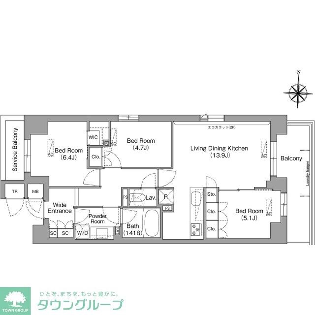 コンフォリア・リヴ八坂富士見の物件間取画像