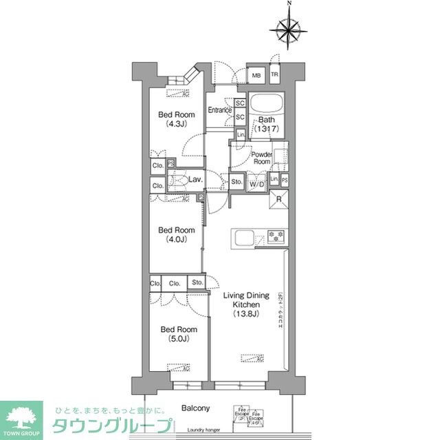 コンフォリア・リヴ八坂富士見の物件間取画像