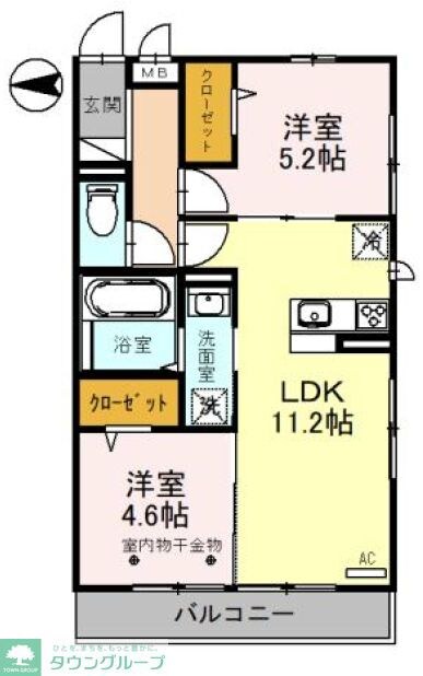 オークリーフ三郷 B棟の物件間取画像