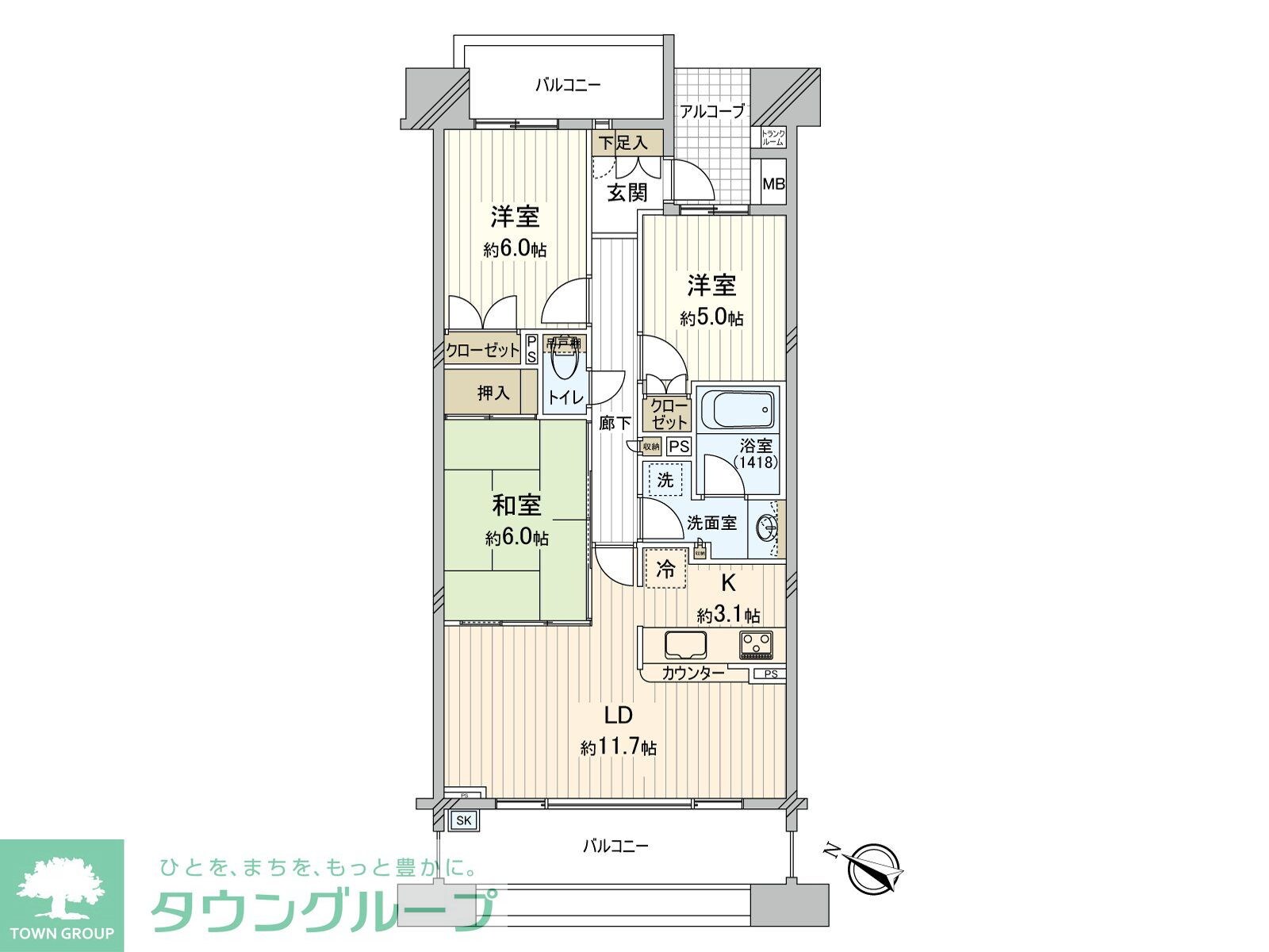 リーデンススクエアさいたま新都心クイントファースの物件間取画像