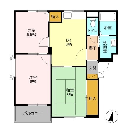 ヴァンベール山口 Bの物件間取画像